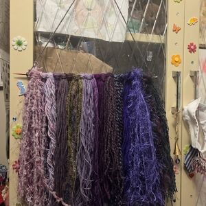 Bohemian Style Purple Tapestry Art From Upcycle Yarn Handcrafted Boho Wall Art